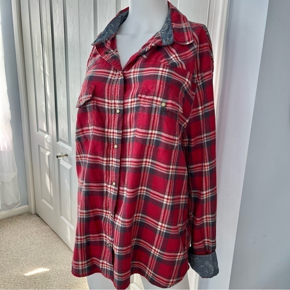 Jachs Girlfriend women’s plaid button down shirt. Size XXL - Picture 3 of 6